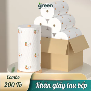 Cuộn Khăn Giấy Vải Lau Đa Năng 200 Tờ Siêu Thấm Hút, Khăn Lau Bếp Lau Chén Bát Tái Sử Dụng