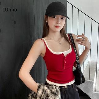 LUImo Summer Pure Desire Giả Hai Mảnh Màu Sắc Tương Phản Vỏ Camisole Vỏ Đa Năng Có Miếng Lót Ngực SBS