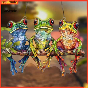 Linh hồn| Vườn Suncatcher Chủ Đề Rừng Suncatcher Ếch Nhiều Màu Sắc Acrylic Suncatcher Ba Ếch Trên Nhánh Kính Màu Cửa Sổ Treo Trang Trí Sân Vườn Ngoài Trời Trong Nhà Cho Southeas
