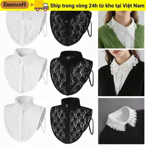 ESSENCEH Cổ Giả, Ren Trắng Đen Cổ Giả, Quần Áo Phụ Kiện Có Thể Tháo Rời Ve Áo Nửa Áo Sơ Mi Nữ Bé Gái
