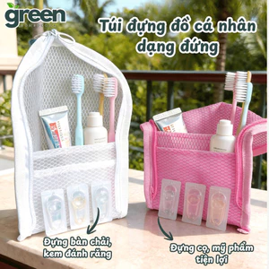 Túi Đựng Cọ Trang Điểm Dạng Đứng, Túi Đựng Mỹ Phẩm Lưới Trong Suốt Có Khóa Kéo Gọn Nhẹ Mang Đi Du Lịch