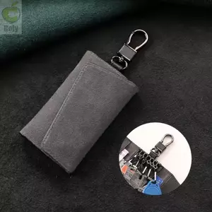 Móc Khóa Ô Tô ROLY, Ví Chìa Khóa Ô Tô Mini Dung Tích Lớn, Có Móc Kim Loại Da Lộn Da Móc Khóa Dây Kéo Túi Nam Nữ