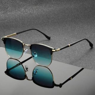 Thanh Lịch Đen Vàng Hai Tông Màu Retro Vuông Kính Mát Kim Loại UV400 Bảo Vệ Chống Tia UV Cho Lái Xe Thời Trang Trang Trang Trí Kính Mắt Unisex