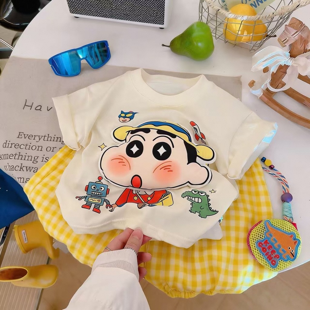 Ba Chiều Pinchable Búp Bê Trẻ Em Áo Thun Tay Ngắn Cotton Nguyên Chất Mùa Hè Top 80-180 Size M4YJ