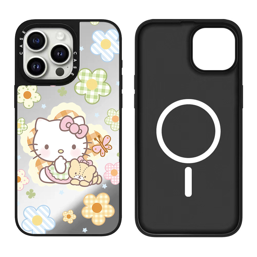 Ốp Điện Thoại Gương Hoa Mèo Từ Tính Cho IPhone 17 Pro Max 17 16 15 14 13 12 11 Vỏ Bảo Vệ Chống Sốc