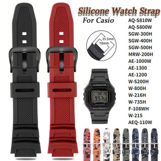 Dây đeo đồng hồ silicon 18 * 25.5mm cho Casio AQ-S810W AE-1200 AE-1300 SGW-300 AE-1000W Dây đeo đồng hồ cao su nam sinh viên Dây đeo cổ tay nữ