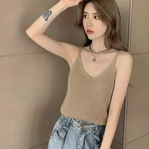 Pháp Hot Girl Gợi Cảm Dệt Kim Áo yếm Mùa Hè Nữ Bên Trong Mỏng Phù Hợp Với Bên Ngoài Mỏng Hơn Nhìn Cao Cấp Đáy Không Tay Top