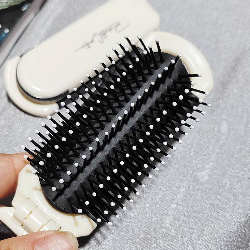 PNPIA- Bàn Chải Tóc Mini Gấp Massage Lược Đầu Massage Chống Tĩnh Điện Di Động Du Lịch Chải Tóc Cô Gái Lược Tóc Có Gương
