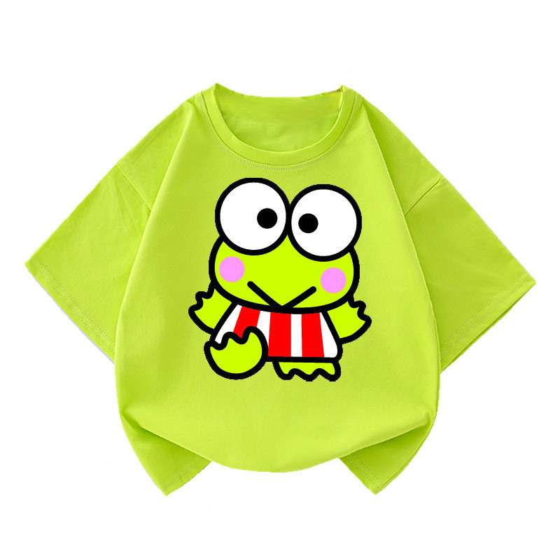 Keroppi Ếch 2D Hoạt Hình Trẻ Em Áo Thun Tay Ngắn Mùa Hè Hiệu Suất Mặc Cho Bé Trai Bé Gái