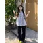 Áo yếm in hoa cổ điển Hàn Quốc dành cho nữ mùa hè nhỏ ngọt ngào dáng rộng mỏng hơn Áo sơ mi trẻ em không tay