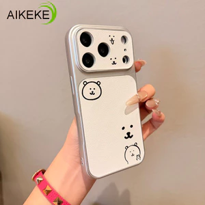 Ốp Điện Thoại Gấu Đùa Hoạt Hình Dễ Thương Cho Xiaomi 17 Pro Max 15 15T 14 14T 13 13T 12 Ultra 12T 12S 12X Mi 11i 11X 11 Lite Pro 5G 4G Ốp Lưng Da PU Sang Trọng Vỏ Mềm Đơn Giản