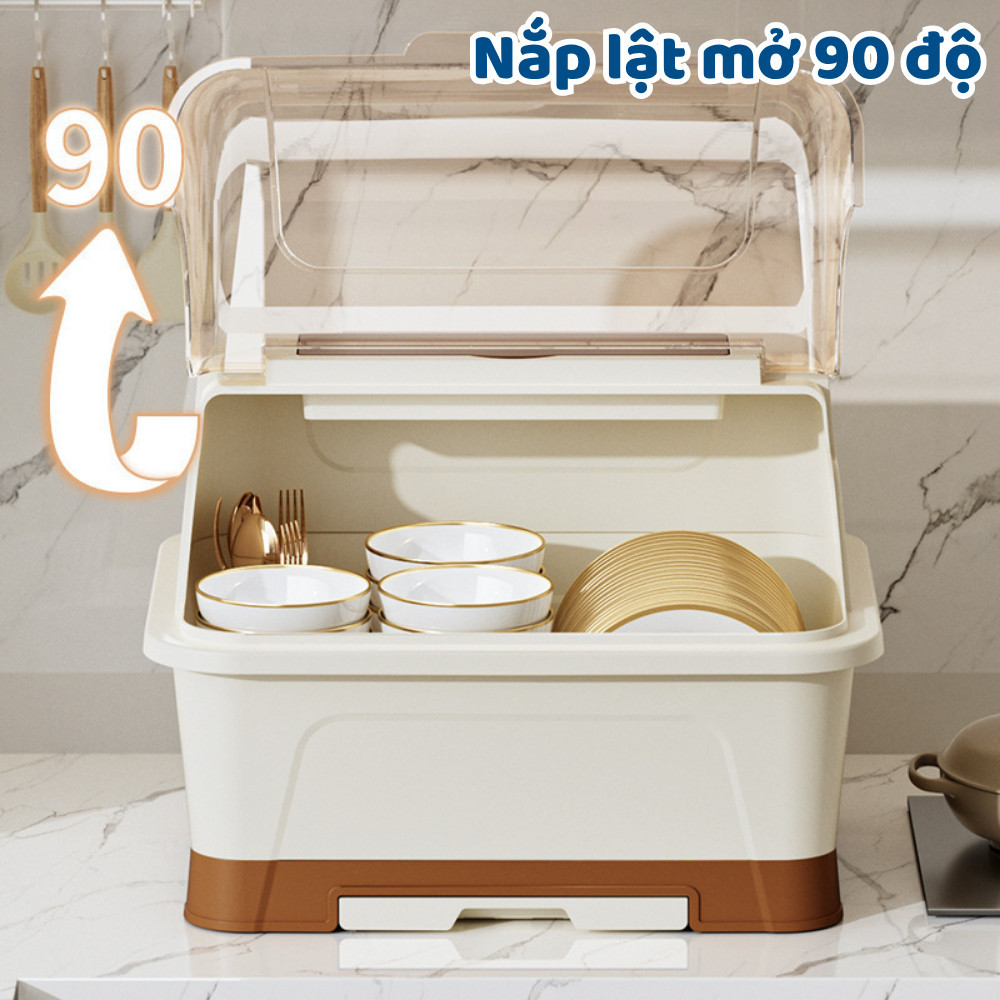 Hộp Úp Chén Bát Có Nắp Đậy HomeMate – Giá Để Bát Đĩa Chống Bụi Cỡ Lớn, Kệ Đựng Đũa Muỗng Thông Minh