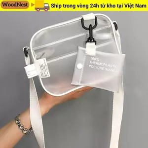 Túi đeo chéo WOODNEST Túi xách thạch trong suốt PVC thông thường