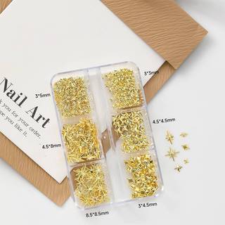 [Bea-t] 6 / 12 Lưới Trộn Đinh Tán Móng Tay Vàng / Bạc Ngôi Sao Ánh Sáng Móng Tay Nghệ Thuật Quyến Rũ Phụ Kiện Ánh Sáng Ngôi Sao Đồ Dùng Làm Móng Tay [[Mới]