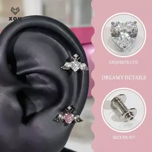 Bông tai hình trái tim chi tiết xương - Món quà xinh xắn cho lễ tốt nghiệp và Valentine