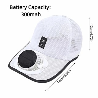 FASHIONEXPRESS Mũ quạt chạy bằng năng lượng mặt trời, Mũ bóng chày chống nắng chống tia cực tím có quạt, Thoải mái khi đeo di động Gió mạnh Unisex Mũ câu cá làm mát bãi biển