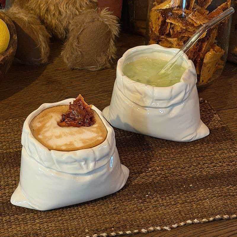 Cốc Sứ Hình Bao Tải Cốc Bao Gạo độc đáo 450ml, Pha Cà Phê Matcha Latte, Decor Ins Hàn Quốc,  Quà Tặng độc đáo