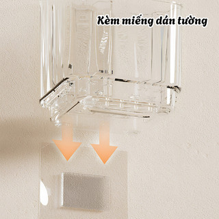 Kệ Để Bàn Chải Đánh Răng Gắn Tường Trong Suốt ECO, Giá Treo Nhà Tắm Chia Ngăn Thoát Nước Tiện Lợi