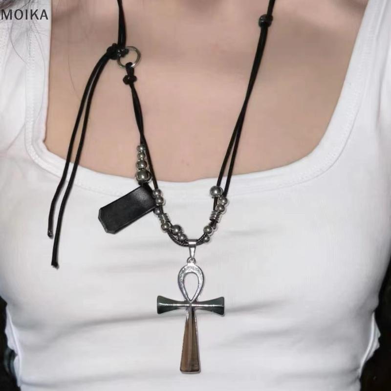 MOIKA Y2K Retro Kim Loại Chữ Thập Necklaces Cho Phụ Nữ Và Teen Girl Với Phong Cách Punk Gothic - Quà Tặng Thời Trang