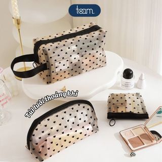 Túi Lưới Đựng Mỹ Phẩm Du Lịch Trong Suốt Chống Nước, Túi Đựng Đồ Trang Điểm Chấm Bi Dễ Thương
