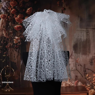 Mũ Cưới Retro Phong Cách Pháp với Ren và Hoa Sang Trọng, Thích Hợp cho Đám Cưới