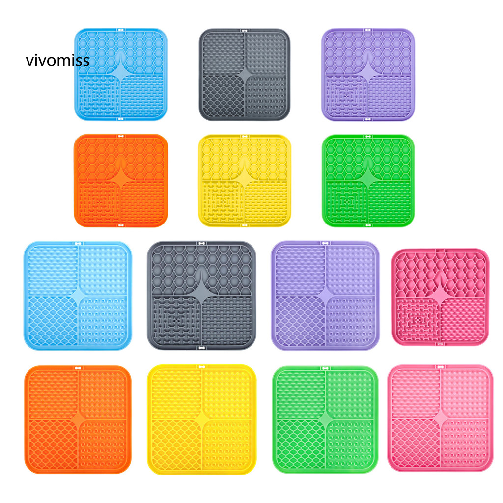 [VM] Thảm liếm chó bằng silicon vuông có cốc hút – Bát đựng thức ăn chậm chống lo âu cho thú cưng không đầu Bát thức ăn cho thú cưng Bơ đậu phộng Đồ chơi làm giàu cho chó Dễ dàng làm sạch cho khu vực Đông Nam