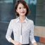 S-5XL Áo Sơ Mi Sọc Cổ Thời Trang Nữ Tay Dài Công Sở Áo Sơ Mi