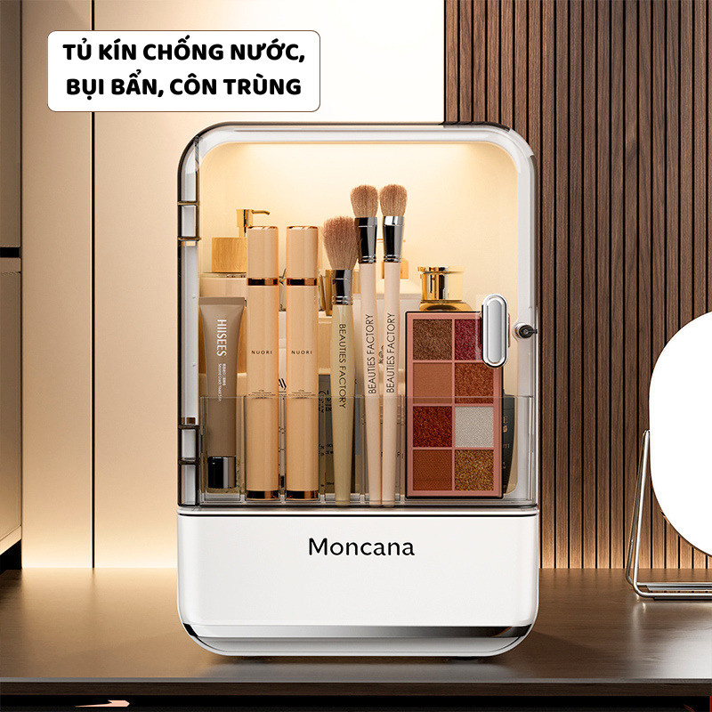 Hộp Đựng Mỹ Phẩm ENODA HOME, Tủ Trong Suốt Đựng Đồ Makeup Trang Điểm 2 Ngăn Để Bàn R820