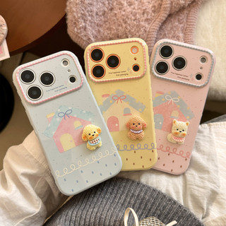 Hàn Quốc Hoạt Hình Dễ Thương 3D Puppy House Tình Yêu Khung Trái Tim Ốp Lưng Điện Thoại iPhone 17Promax 12 13 14 15 16 Pro Max Chống Sốc Silicon Mềm Nữ Điện Thoại Di Động
