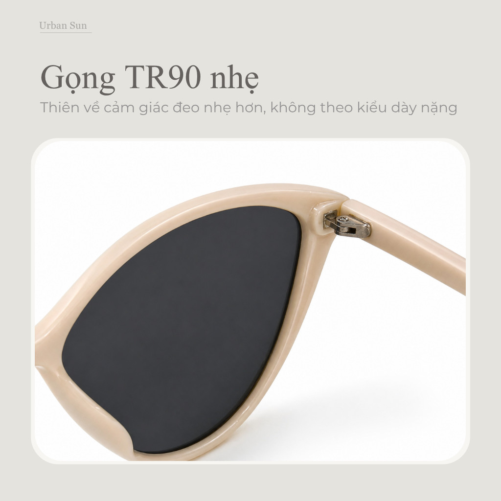 Lensscape Kính mát phân cực nữ dáng mắt mèo gọng TR90 nhẹ UV400 dùng khi đi nắng ban ngày