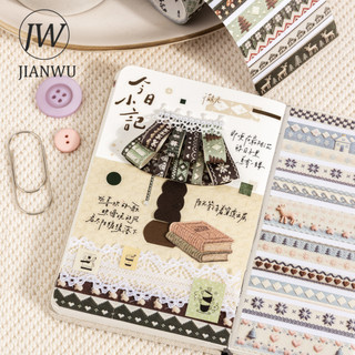 JIANWU Đảo Dệt Giấc Mơ Series Vintage Dệt Kim Họa Tiết Phong Cảnh Chất Liệu Cắt Băng Sáng Tạo DIY Tạp Chí Văn Phòng Phẩm