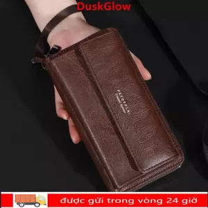 Túi ly hợp DUKGLOW, Ví dài có dây kéo PU, Thẻ đa năng thời trang Dung lượng lớn Hộp đựng thẻ hai lớp dành cho nam giới