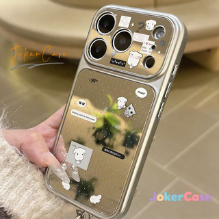 Ốp Lưng Cho IPhone 16 11 15 17 12 13 14 Pro Max 7 15 16 8 Plus XR XS MAX Vỏ gương hình chó con chấm bi đơn giản