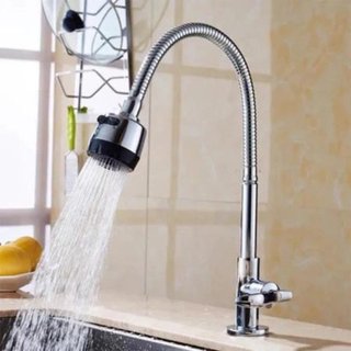 Vòi bếp bằng thép không gỉ 304 Xoay 360 độ Chế độ kép Bồn rửa nước lạnh Vòi bền