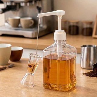 Bình đựng chất lỏng Máy bơm xi-rô Chai đo nhựa trong suốt 1600ml Bubble Tea Shop