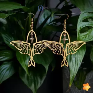 Bông Tai Thả Bướm Design Ngôi Sao Rỗng, Phù Hợp Lễ Hội Âm Nhạc