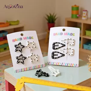 AqToCna 4 Cô Gái Trắng Chụp Tóc Trẻ Em Ngôi Sao Tình Yêu Nơ Hình Bầu Dục Kẹp Tóc Thời Trang Ngọt Ngào Dễ Thương Cơ Bản Mũ Trẻ Em Phụ Kiện Tóc AqToCna