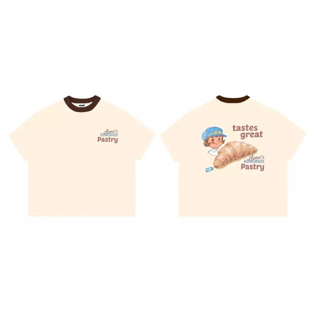 Áo thun boxy hình bánh ngọt dễ thương,áo phông lỡ tay Unisex chất cotton thoáng mát phong cách Hàn Quốc
