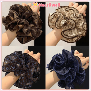 NETDWELL Big Satin Scrunchies, Dây buộc tóc voan hoa cổ điển, Phụ kiện tóc màu nâu mịn Giá đỡ đuôi ngựa đàn hồi Sử dụng hàng ngày