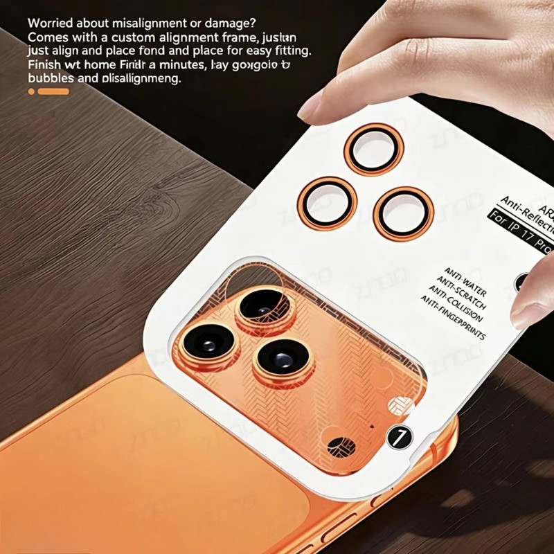Ốp bảo vệ ống kính camera cho iPhone 17 Pro Max/17 Pro/17PM, viền kim loại, kính cường lực chống trầy xước