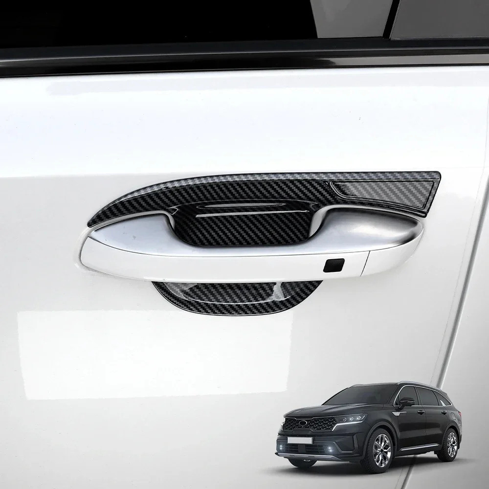 Dành Cho Xe Kia Sorento MQ4 2021 2022 2023 2024 2025 2026 Sợi Carbon Đen Tay Nắm Cửa Bao Cửa Bát Bảo Vệ Viền LHD RHD