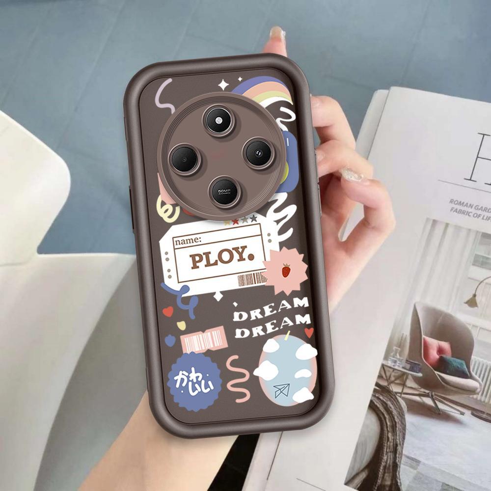 Ốp Lưng Cho Redmi 14C POCO C75 A4 Hoạt Hình Silicon Mềm Vỏ Điện Thoại TPU Nhãn Nụ Cười Hoa Thiên Thần Mắt Chống Sốc Ốp Lưng