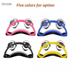 toyuvn ERYUE Bộ gõ trống Tambourine với 4 cặp thép không gỉ Jingles & dây đeo nhạc cụ đàn hồi để đệm cajon