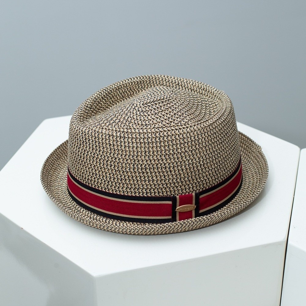 FEDAOG Nam Mùa Hè Ống Hút Fedora, Mũ Du Lịch Cuba Thoáng Khí Mũ Rơm Trilby Anh, Mũ Chống Nắng Đi Biển Dệt Tay Cổ Điển Hợp Thời Trang