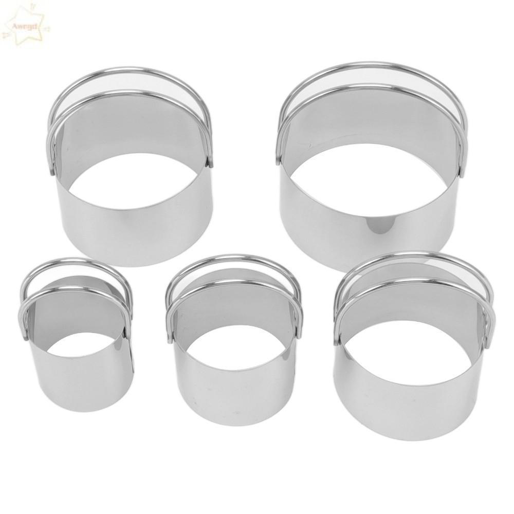 Bộ 5 Dụng Cụ Cắt Bánh Quy AWNGD, Có Tay Cầm Khuôn Cắt Bánh Quy Cao Cấp Thực Phẩm, Hoa Trái Tim Vuông Thép Không Gỉ Khóa Bảo Quản Tròn Thép Không Gỉ Cắt Cookie