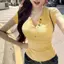 Cổ nửa mở Nút điều chỉnh Sọc thời trang Phù hợp với Áo ôm cao cấp eo hẹp thông thường