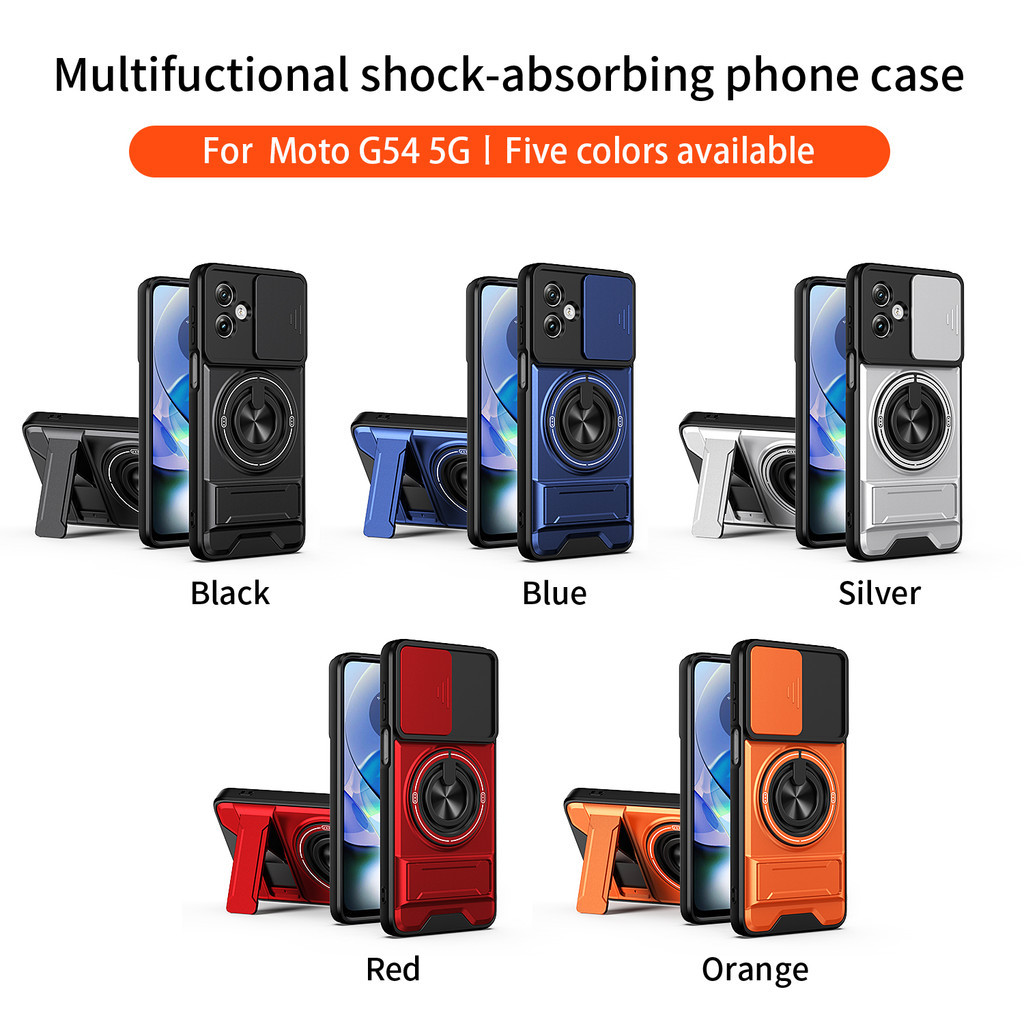Ốp Điện Thoại Đa Năng Sang Trọng Thích Hợp Cho Motorola G54 Power G55 G56 G53 G64 5G Dây 360°Giá đỡ vòng có vỏ máy ảnh Vỏ bảo vệ toàn diện chống sốc