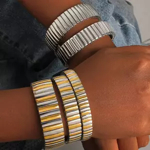 AqToCna Thời Trang Thép Không Gỉ Co Giãn Lắc Tay Cho Nam Đơn Giản Giả Dây Đeo Vòng Tay Hợp Thời Trang Đảng Nữ Trang Sức Phụ Kiện AqToCna