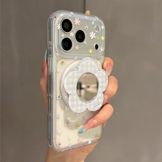 Sang Trọng Trong Suốt Màu Sắc Màn Hình Hoa Từ Giá Đỡ Ốp lưng Thích Hợp Cho iPhone17 Pro Max 16 15 Pro Max Chống Sốc Bảo Vệ Camera Ốp Lưng Cứng Chống Rơi