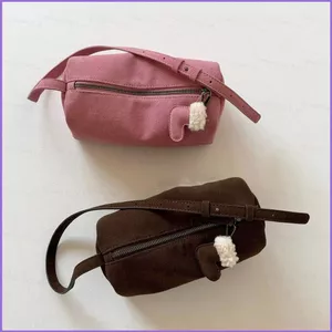 SQ11 Túi gối nướng bánh mì nướng da lộn màu hồng phong cách Hàn Quốc Túi đeo vai thời trang và đơn giản Túi đeo chéo Niche